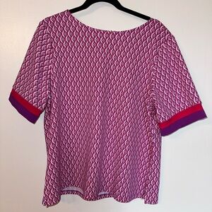 Chico's Pink & Purple Patterned Short-Sleeve Blouse